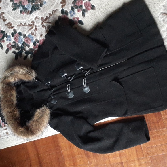 Black Marc New York Wool Fur Coat - Picture 2 of 8